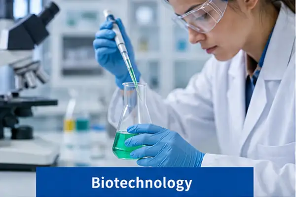Biotechnology laboratory research using controlled incubation and cultivation equipment