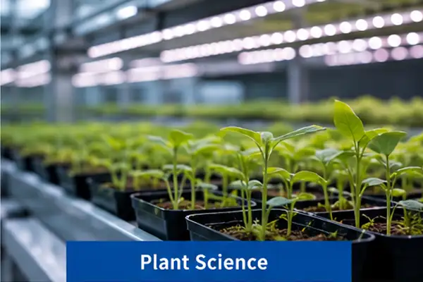 Plant science research in a controlled environmental growth chamber
